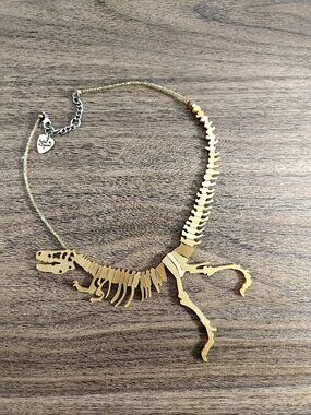 Tatty Devine T-Rex Necklace Gold Dinosaur Statement Jewelry Vintage